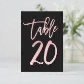 Roze Goud Roze Folie Moderne Script Tafel Nummer 2 Kaart (Staand voorkant)
