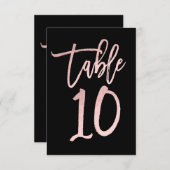 Roze Goud Roze Folie Moderne Script Tafelnummer 10 (Voorkant / Achterkant)