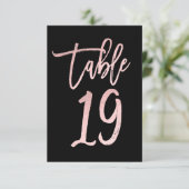 Roze Goud Roze Folie Moderne Script Tafelnummer 19 (Staand voorkant)
