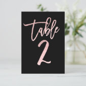 Roze Goud Roze Folie Moderne Script Tafelnummer 2 (Staand voorkant)