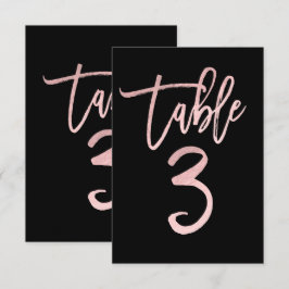 Roze Goud Roze Folie Moderne Script Tafelnummer 3