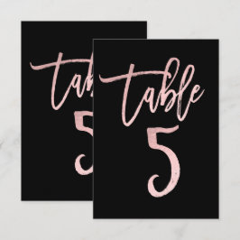 Roze Goud Roze Folie Moderne Script Tafelnummer 5