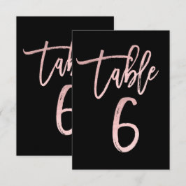 Roze Goud Roze Folie Moderne Script Tafelnummer 6