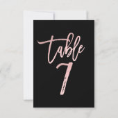 Roze Goud Roze Folie Moderne Script Tafelnummer 7 (Achterkant)