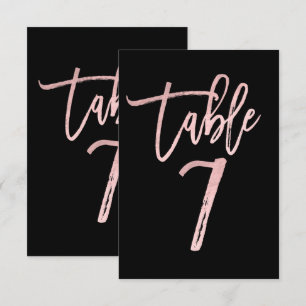 Roze Goud Roze Folie Moderne Script Tafelnummer 7
