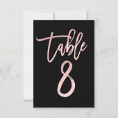 Roze Goud Roze Folie Moderne Script Tafelnummer 8 (Voorkant)
