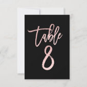 Roze Goud Roze Folie Moderne Script Tafelnummer 8 (Achterkant)