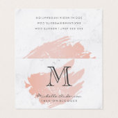 Roze Goud Roze Geborsteld | Marmer | Klassiek Mono Visitekaartje (Buitenkant ongevouwen)