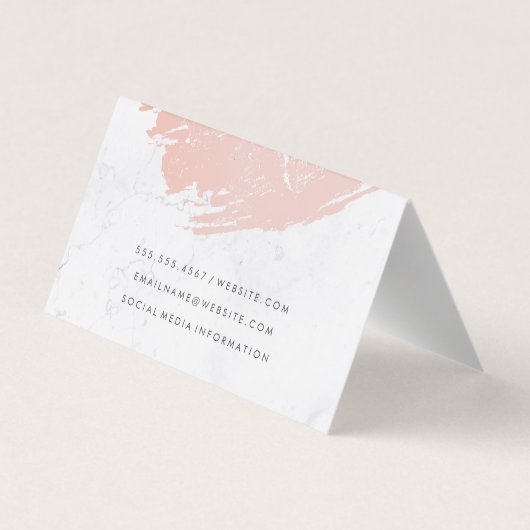 Roze Goud Roze Geborsteld | Marmer | Klassiek Mono Visitekaartje (Achterkant)