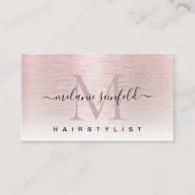 Roze Goud Roze Geborsteld Metaal Elegant Monogram