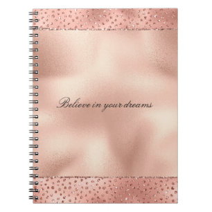 Roze Goud Roze Glam Glitter Stippen       Notitieboek