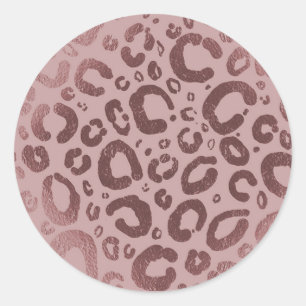 Roze Goud Roze Glam Luipaardprint Feestje Ronde Sticker