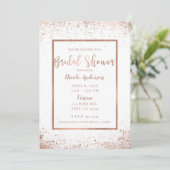 Roze Goud Roze Glam Moderne Chic Bruiloft Feest Kaart (Staand voorkant)
