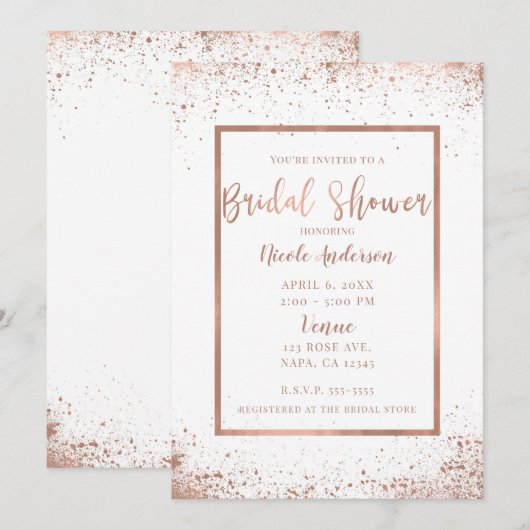 Roze Goud Roze Glam Moderne Chic Bruiloft Feest Kaart (Voorkant / Achterkant)