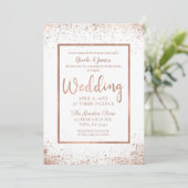 Roze Goud Roze Glam Moderne Chic Bruiloft Kaart (Staand voorkant)