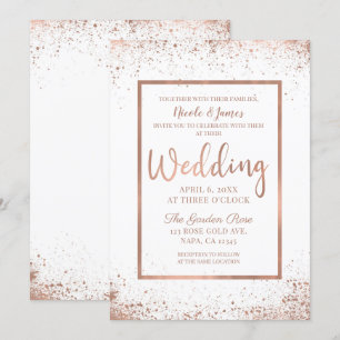 Roze Goud Roze Glam Moderne Chic Bruiloft Kaart