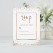 Roze Goud Roze Glam Moderne Chic Trouw RSVP (Staand voorkant)