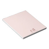 Roze goud roze glamour monogram minimalistisch notitieblok (Schuin)