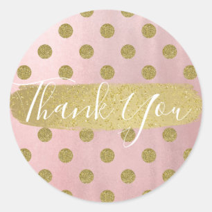 Roze Goud Roze Glans Glam Stippen Modern Cadeautje Ronde Sticker