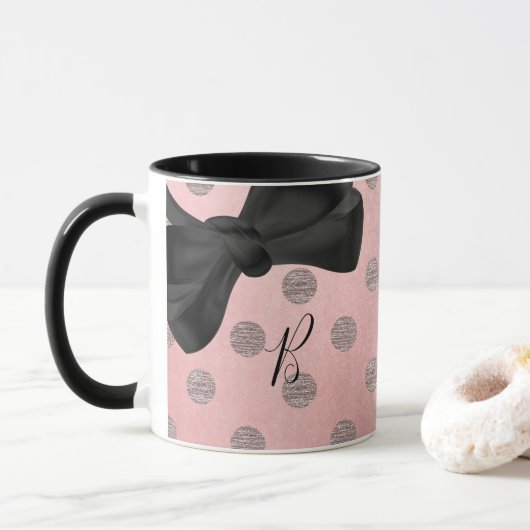 Roze Goud Roze Glans Glam Stippen Modern Chic Mok (Met donut)