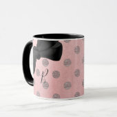 Roze Goud Roze Glans Glam Stippen Modern Chic Mok (Voorkant links)