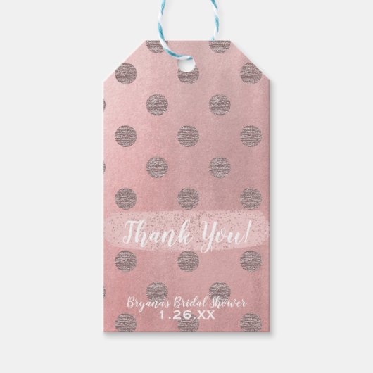 Roze Goud Roze Glans Glam Stippen Moderne Chic Cadeaulabel (Voorkant)