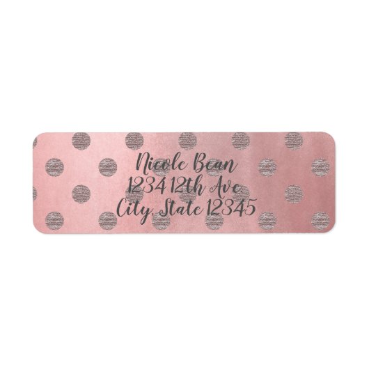 Roze Goud Roze Glans Glam Stippen Moderne Chic Etiket (Voorkant)