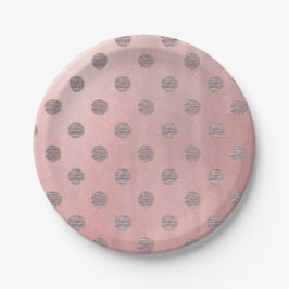 Roze Goud Roze Glans Glam Stippen Moderne Chic Papieren Bordje
