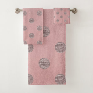 Roze Goud Roze Glans Glamour Stippen Modern Chic Bad Handdoek