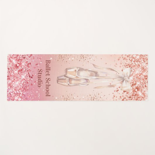 Roze goud roze glinsterend ballet dans school stud yogamat (Voorkant (horizontaal))