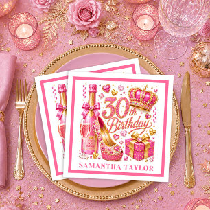 Roze Goud Roze Glitter 30e Verjaardag Servetten