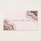 Roze Goud Roze Glitter Agate Geode Cadeaubon Visitekaartje (Voorkant)