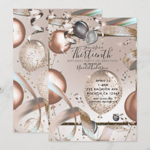 Roze Goud Roze Glitter Ballonnen Verjaardagsfeestj Kaart