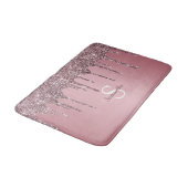 Roze Goud Roze Glitter Drup Glans Monogram Badmat (Gekanteld)