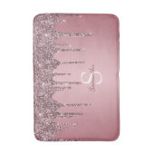 Roze Goud Roze Glitter Drup Glans Monogram Badmat (Voorkant Verticaal)
