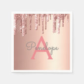 Roze Goud Roze Glitter Druppelende Glamour Met Mon Servet (Voorkant)