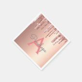 Roze Goud Roze Glitter Druppelende Glamour Met Mon Servet (Hoek)