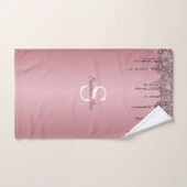 Roze Goud Roze Glitter Druppels Glans Monogram Naa Bad Handdoek (Handdoek)