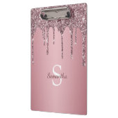 Roze Goud Roze Glitter Druppels Glans Monogram Naa Klembord (Links)