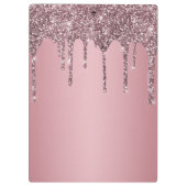 Roze Goud Roze Glitter Druppels Glans Monogram Naa Klembord (Achterkant)