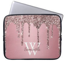 Roze Goud Roze Glitter Druppels Glans Monogram Naa