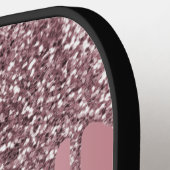 Roze Goud Roze Glitter Druppels Glans Monogram Naa Pickleball Paddle (Links Detail)