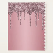 Roze Goud Roze Glitter Druppels Glans Monogram Naa Planner (Achterkant)