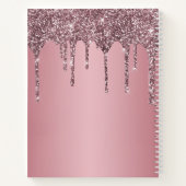 Roze Goud Roze Glitter Druppels Monogram Schetsboe Notitieboek (Achterkant)