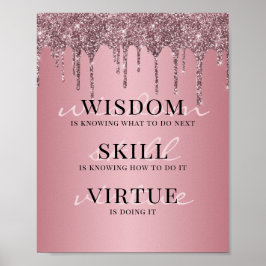 Roze Goud Roze Glitter Druppels Motiverende Spreuk Poster