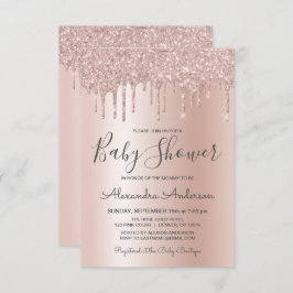 Roze Goud | Roze Glitter Folie Baby Shower Kaart