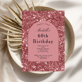 Roze Goud Roze Glitter Glam Bling 60ste Verjaardag Kaart