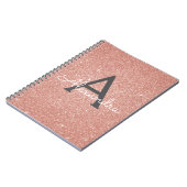 Roze Goud Roze Glitter Glans Monogram Notitieboek (Linkerzijde)