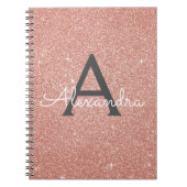 Roze Goud Roze Glitter Glans Monogram Notitieboek (Voorkant)