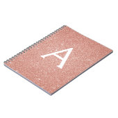 Roze Goud Roze Glitter Glans Monogram Notitieboek (Linkerzijde)